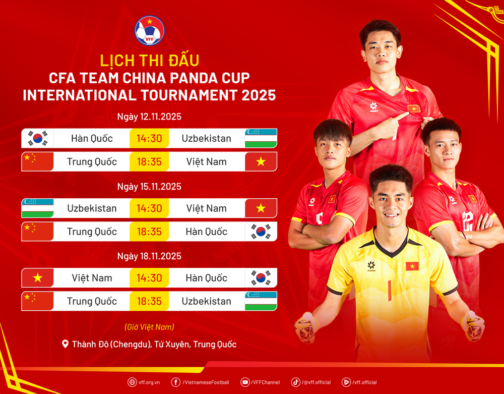Lịch thi đấu bóng đá U23 Việt Nam tại giải quốc tế Panda Cup 2025 - Ảnh 1. Lịch thi đấu bóng đá U23 Việt Nam tại giải quốc tế Panda Cup 2025 - Ảnh 1.